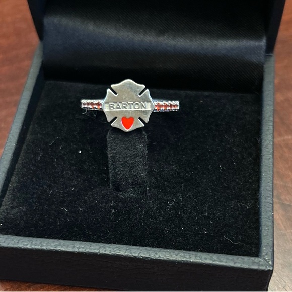 Firefighter Badge Ring BARTON thin red line - Picture 2 of 6